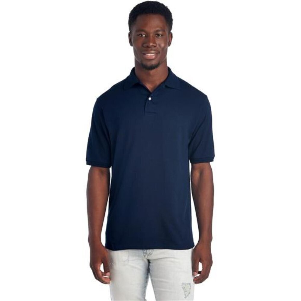 Cotton Blend Polo Shirt Men's Short Sleeve Two Button